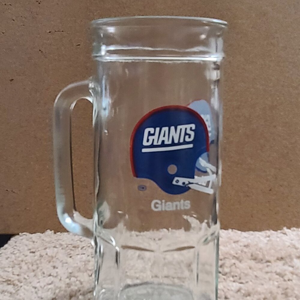 New York Giants 7" Glass Mug Beer Stein Football Helmet Logo Vintage by Fisher